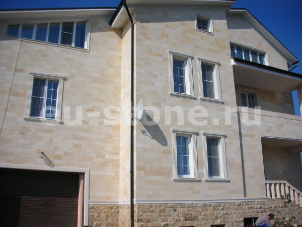 Облицовка фасада дагестанским камнем 330 м2