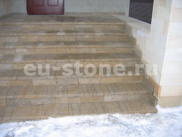 Облицовка фасада дома дагестанским камнем 320 м2